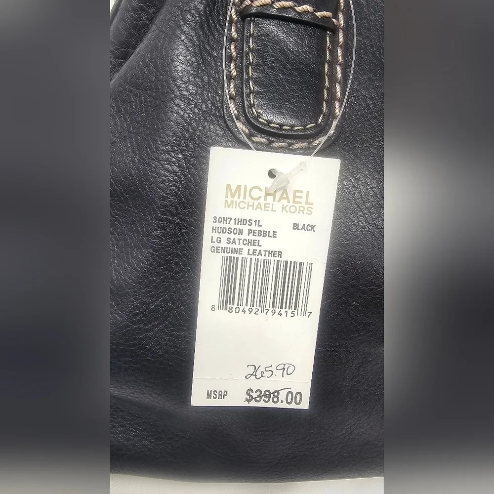 Michael Kors Hudson Large Black Pebbled Leather Shoulder Bag Satchel NWT $398